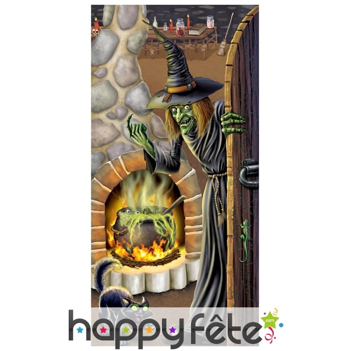 Decor sorcière et chaudron pour porte de 75/150 cm