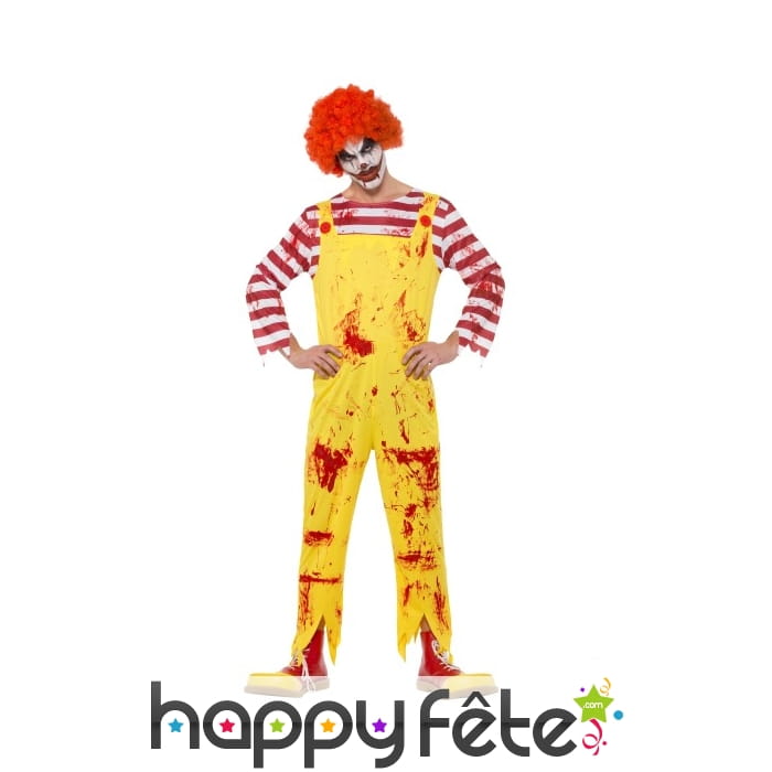 Déguisement salopette jaune de clown tueur