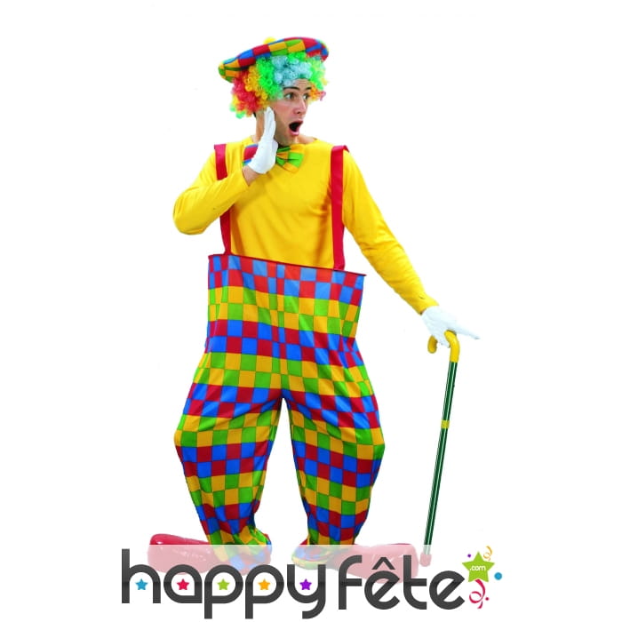 Déguisement salopette large multicolore de clown