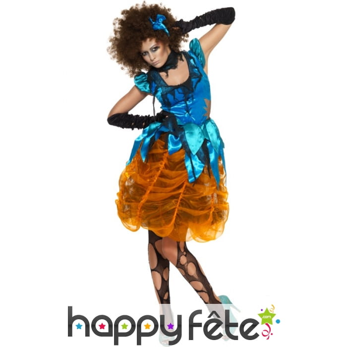 Déguisement sorcière orange bleu