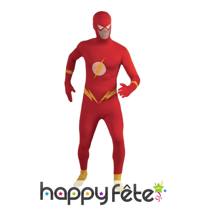 Déguisement seconde peau de Flash pour adulte
