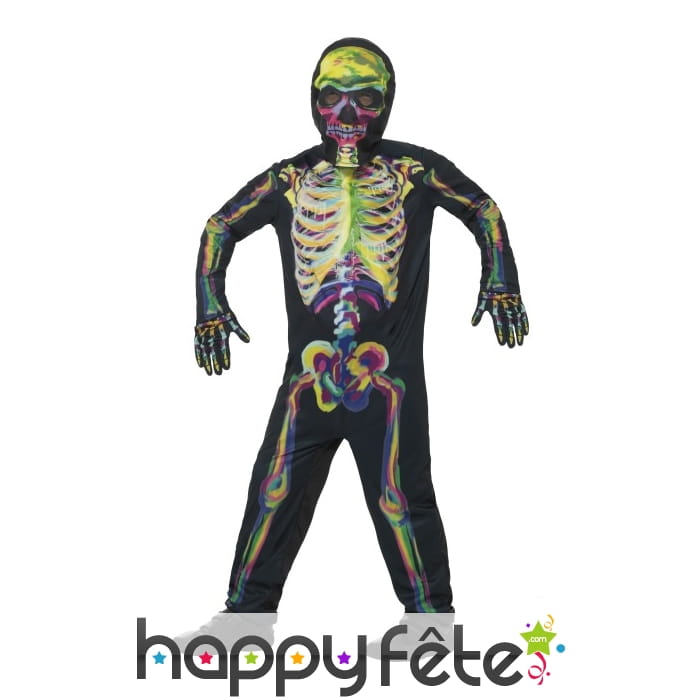 Déguisement squelette phosphorescent pour enfant