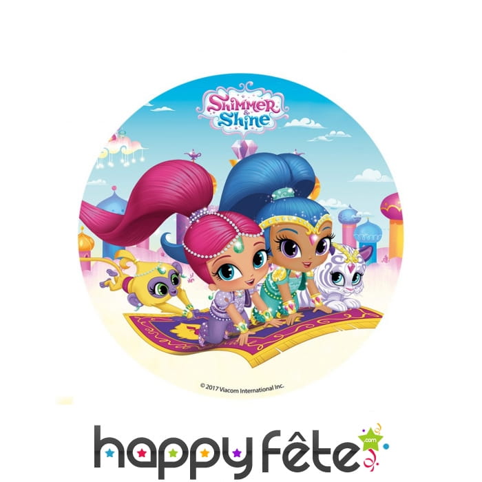 Disque Shimmer & Shine tapis volant en sucre 16cm