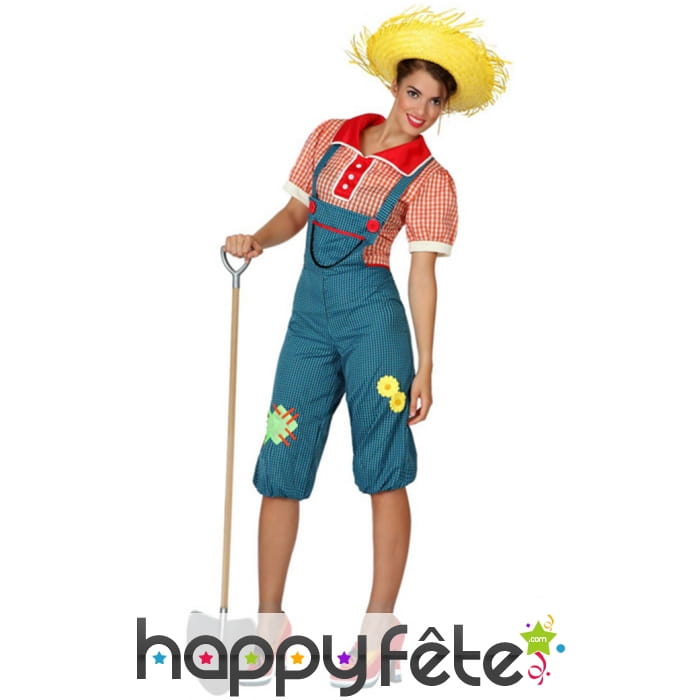 Déguisement salopette vichy de fermière