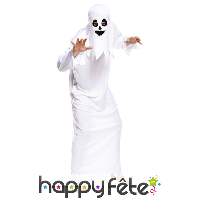 Déguisement tunique de fantôme blanc pour adulte