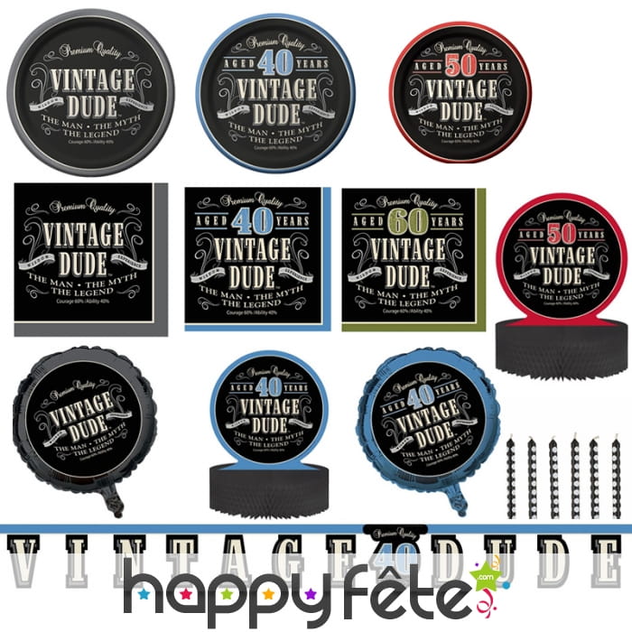 Décos Vintage Dude d'anniversaire