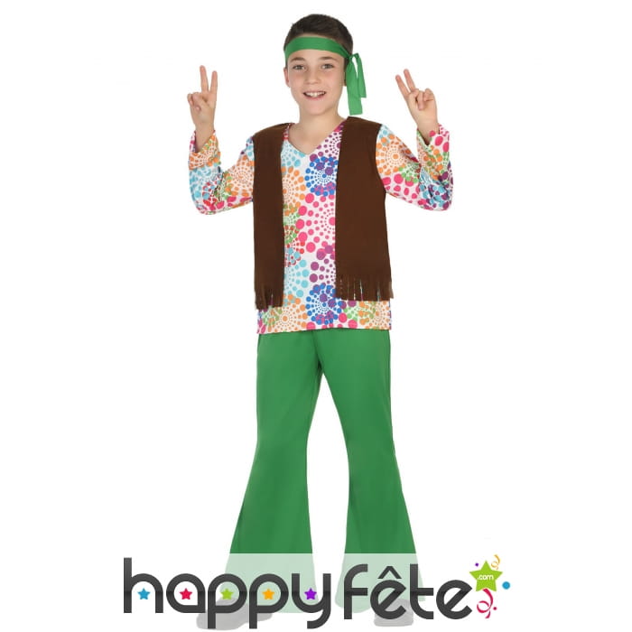 Déguisement vert et coloré de petit hippie