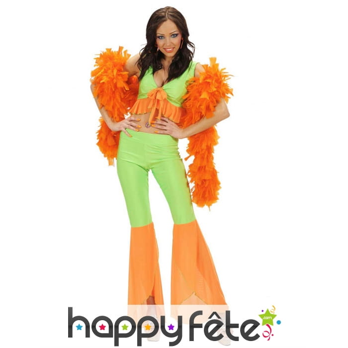 Déguisement vert et orange fluo pour femme
