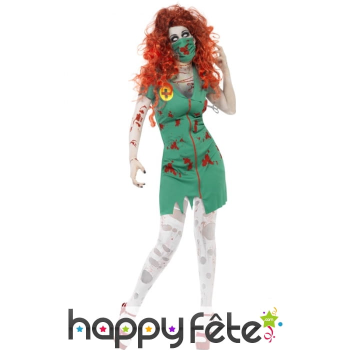Déguisement vert infirmière zombie