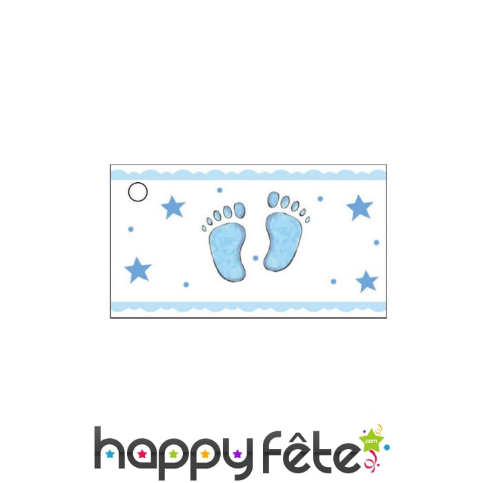 Etiquettes avec petits pieds bleus, en papier