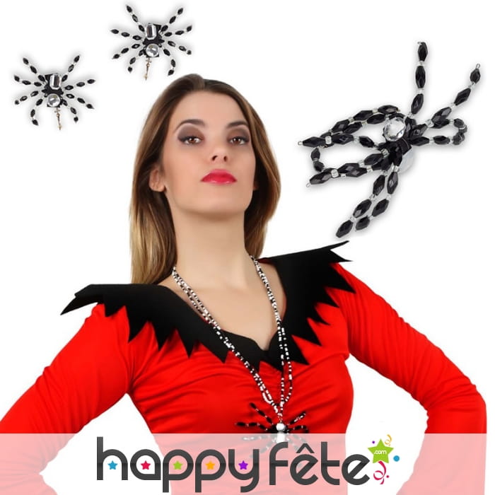 Elegants bijoux araignée noire et argentée