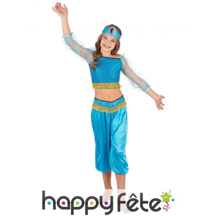 Ensemble bleu de danseuse orientale pour enfant
