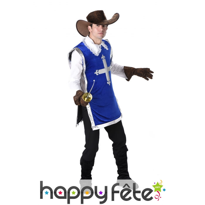 Ensemble bleu de mousquetaire pour adulte