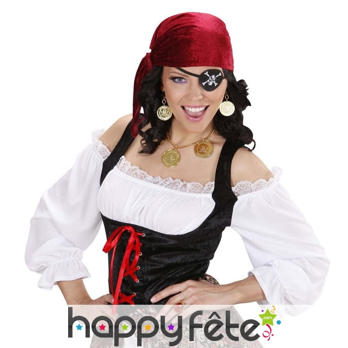 Ensemble bloucles d'oreilles et collier de pirate