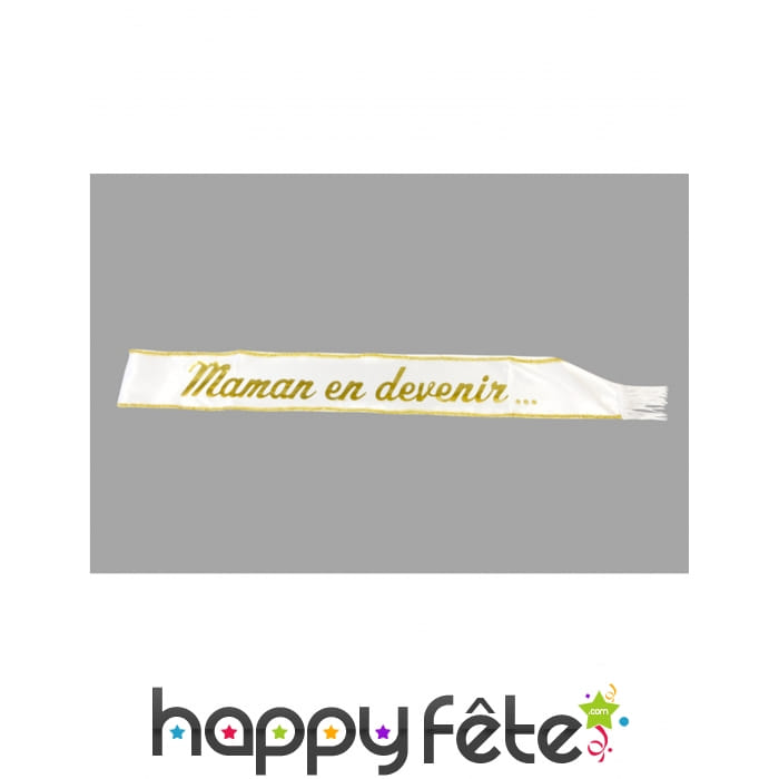 Echarpe blanche et dorée Maman en devenir, 75 cm