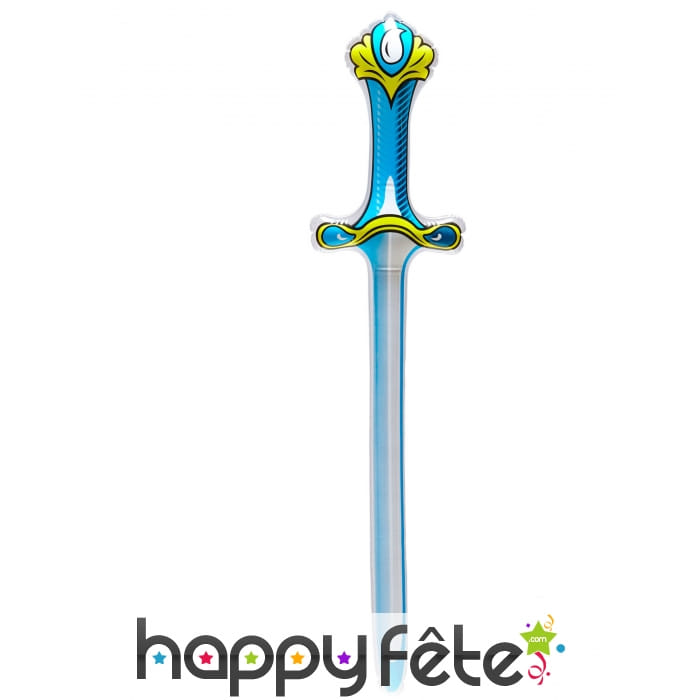 Epée bleue et jaune gonflable de 77 cm