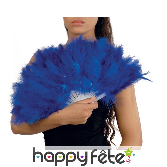 Eventail bleu en plumes