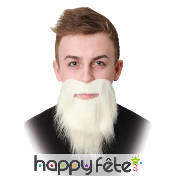 Ensemble Barbe moustaches blanche adhésive