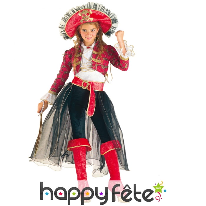 Elégant costume de petite capitaine pirate rose