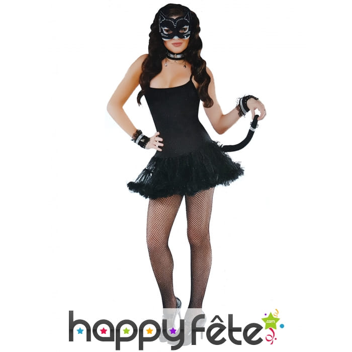 Ensemble d'accessoires pour chat noir sexy, femme