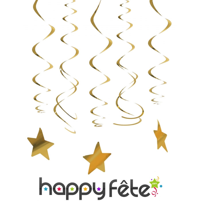 Etoiles dorées à suspendre et spirales