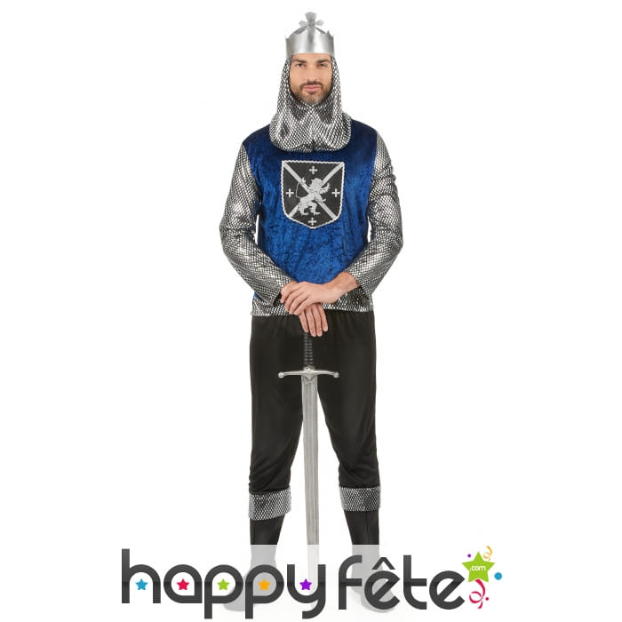 Ensemble de chevalier Médiéval bleu pour homme