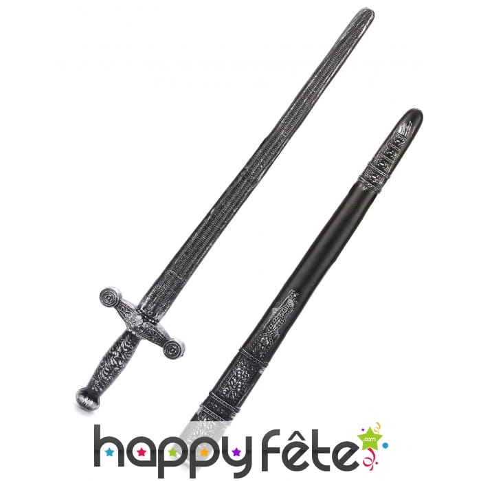 Epée de chevalier en plastique avec fourreau