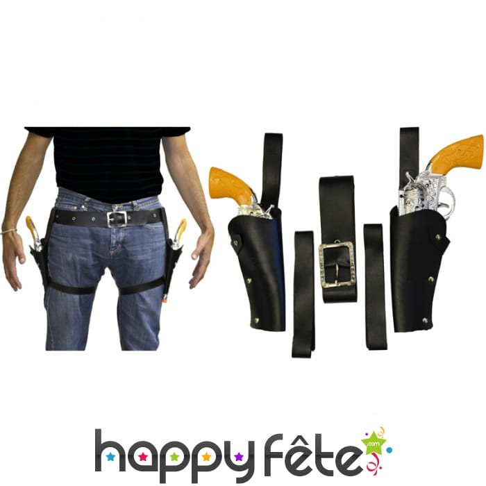 Ensemble double holster noir avec pistolets