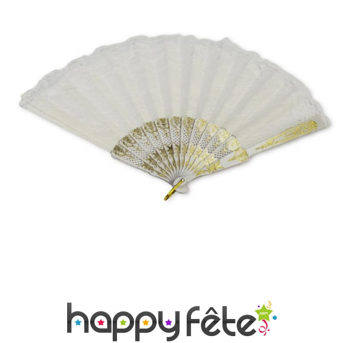 Eventail de marquise en dentelle blanche