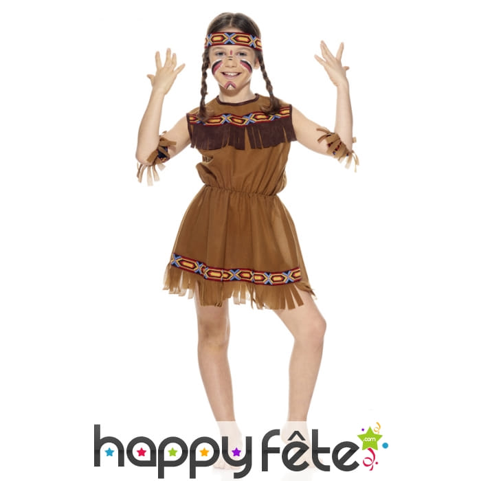 Ensemble de petite indienne marron en robe