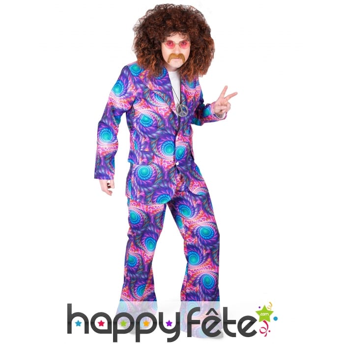 Ensemble hippie psychédélique violet pour homme