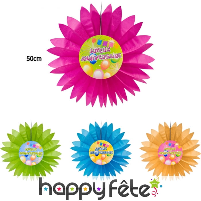 Eventail joyeux anniversaire en papier de 50cm