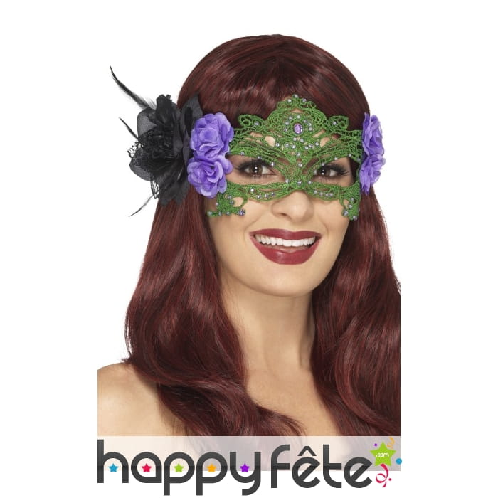 Elégant loup de sorcière en filigranes verts