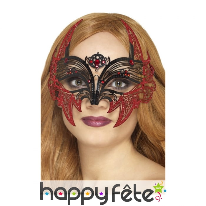 Elégant loup noir et rouge en filigrane métallique