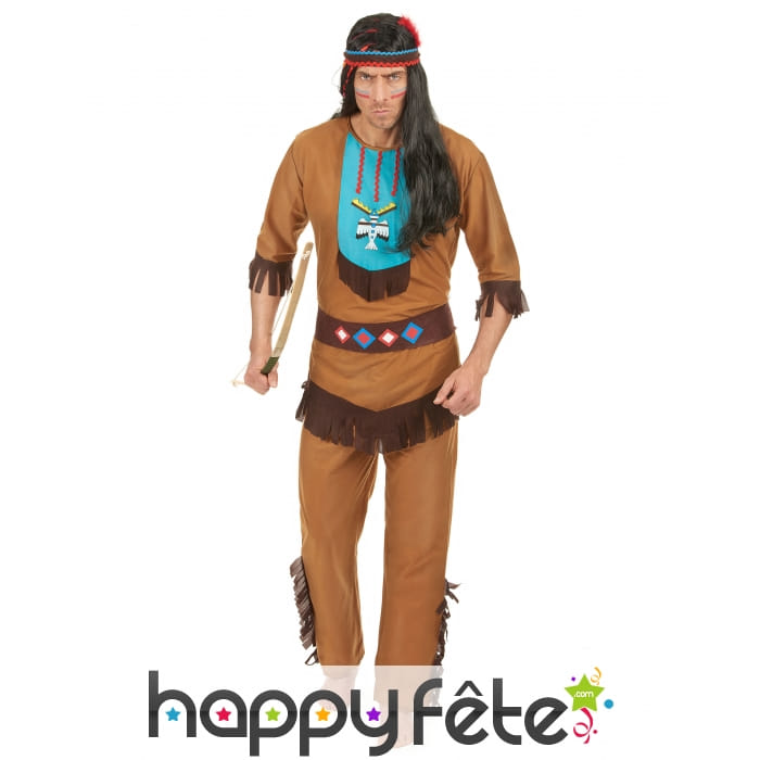 Ensemble marron d'indien avec franges