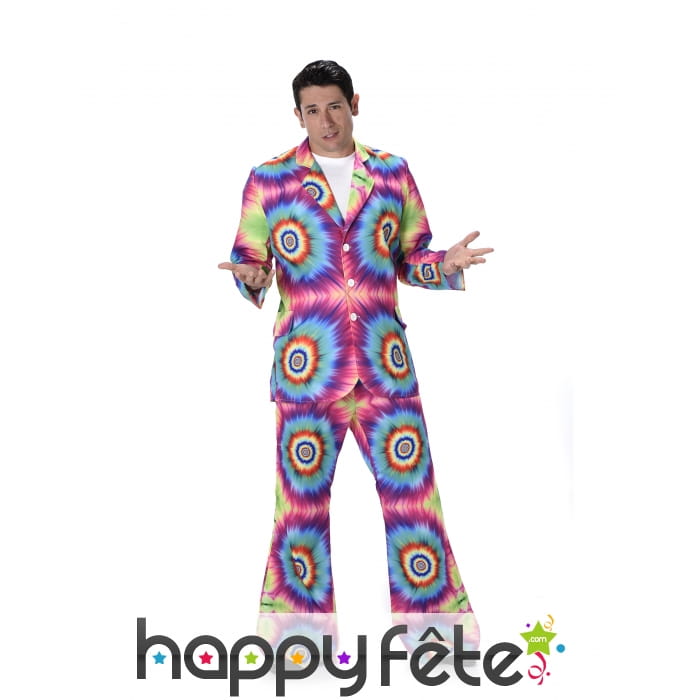 Ensemble multicolore de hippie psychédélique