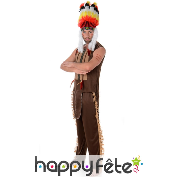 Ensemble marron foncé d'indien pour adulte