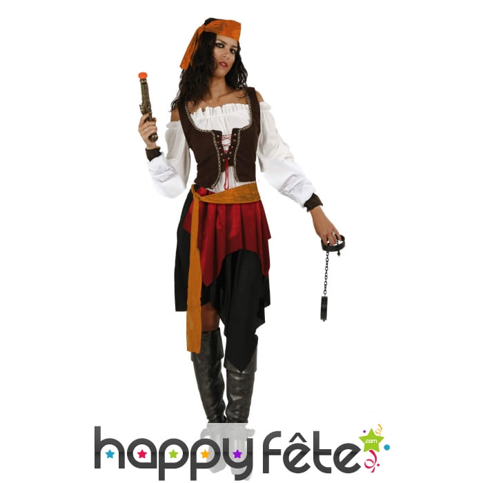Ensemble piratesse avec corset marron