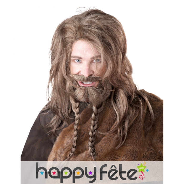 Ensemble perruque barbe blonde de Viking