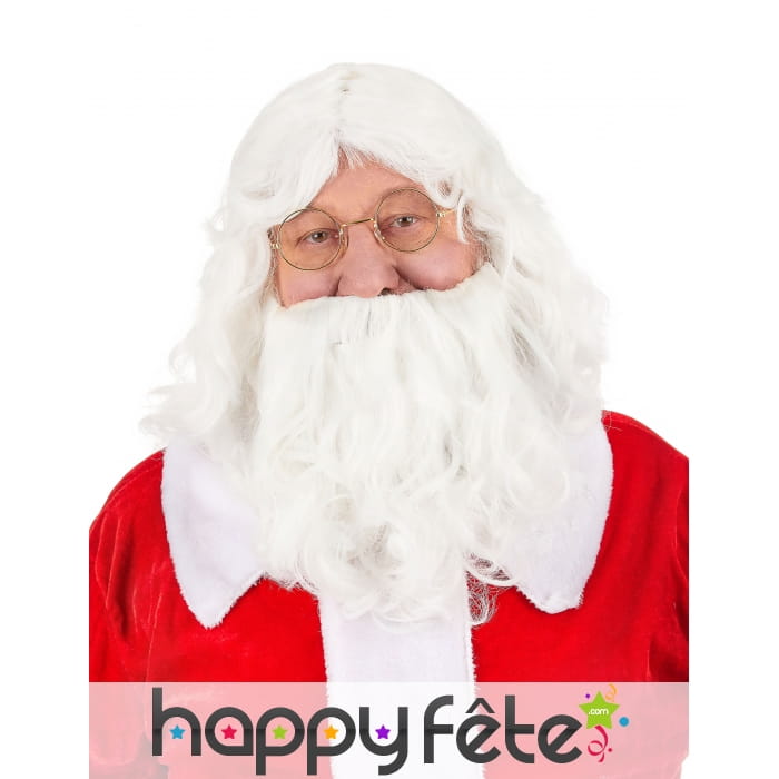 Ensemble perruque et barbe blanche père Noel