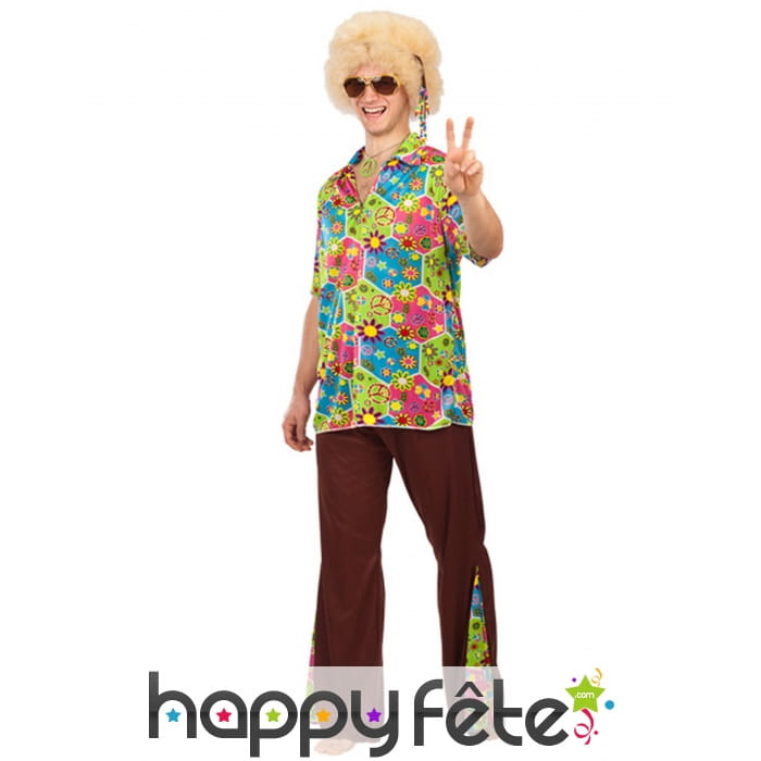 Ensemble tunique et pantalon hippie flowers homme