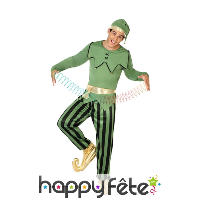 Ensemble vert d'elfe de Noël pour homme