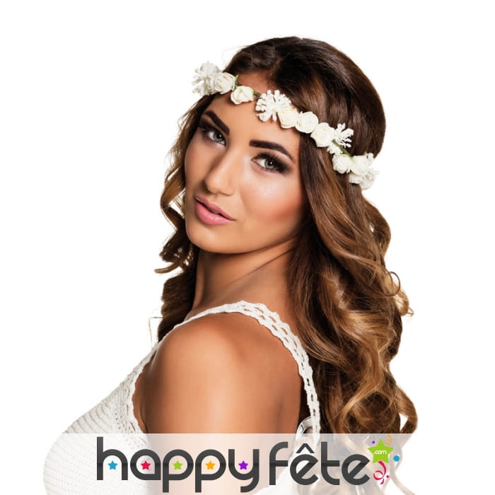 Fin bandeau de fleurs blanches