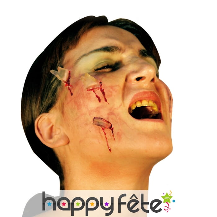 Fausses blessures incrustées de verre