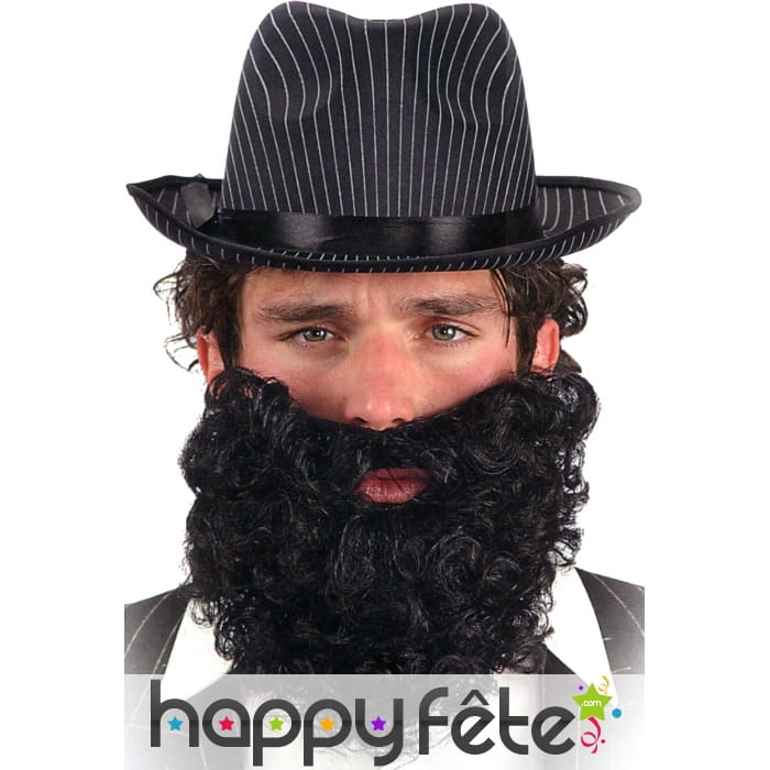 Fausse barbe noire frisée avec élastique