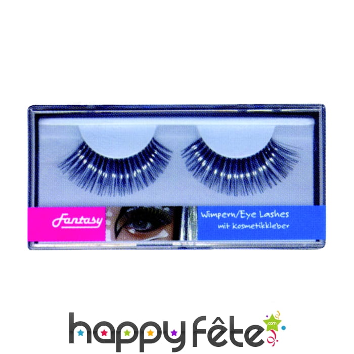 Faux cils argenté noirs + colle