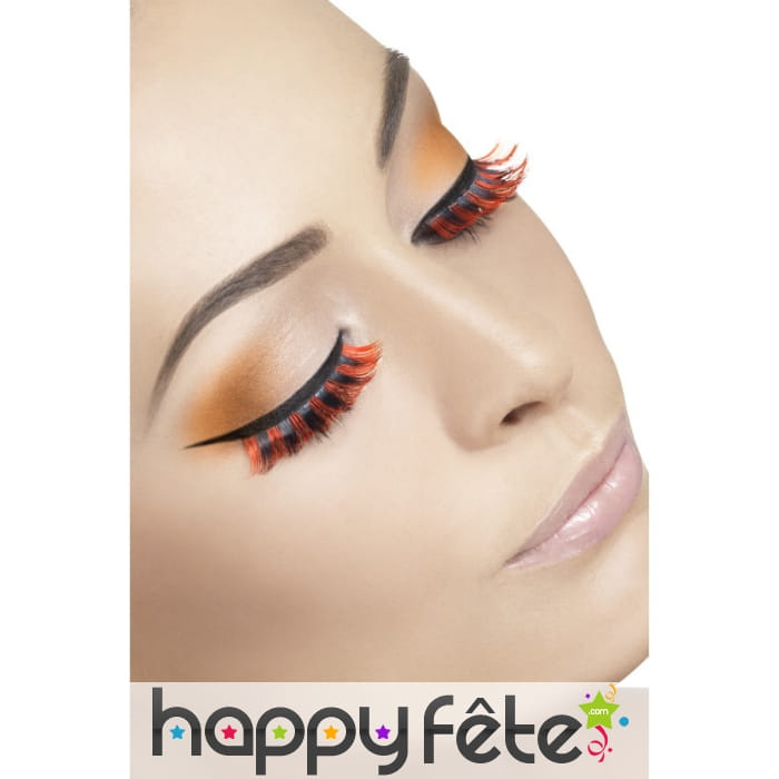 Faux Cils courts noirs et orange