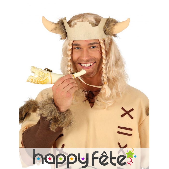 Fausse corne de brume sculptée tête de lion, 24 cm