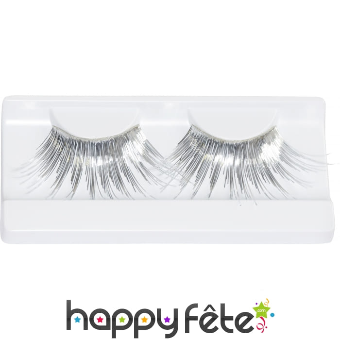 Faux cils disco argenté