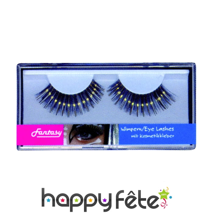Faux cils doré et noirs avec colle